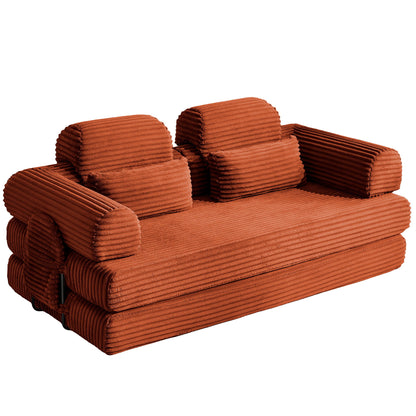 Convertible Sleeper Sofa With & Side Storage Pocket, Foldable Upholstered Couch For Living Room