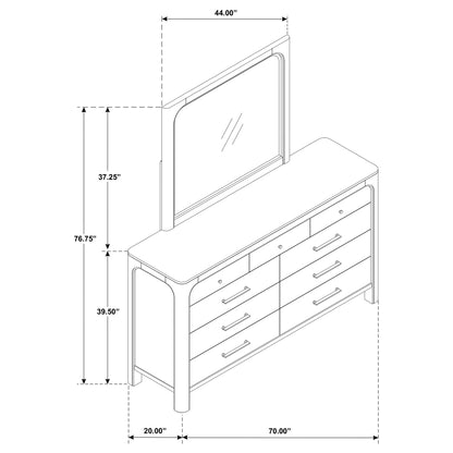 Flores - 9 Drawer Dresser With Mirror - Mango Color