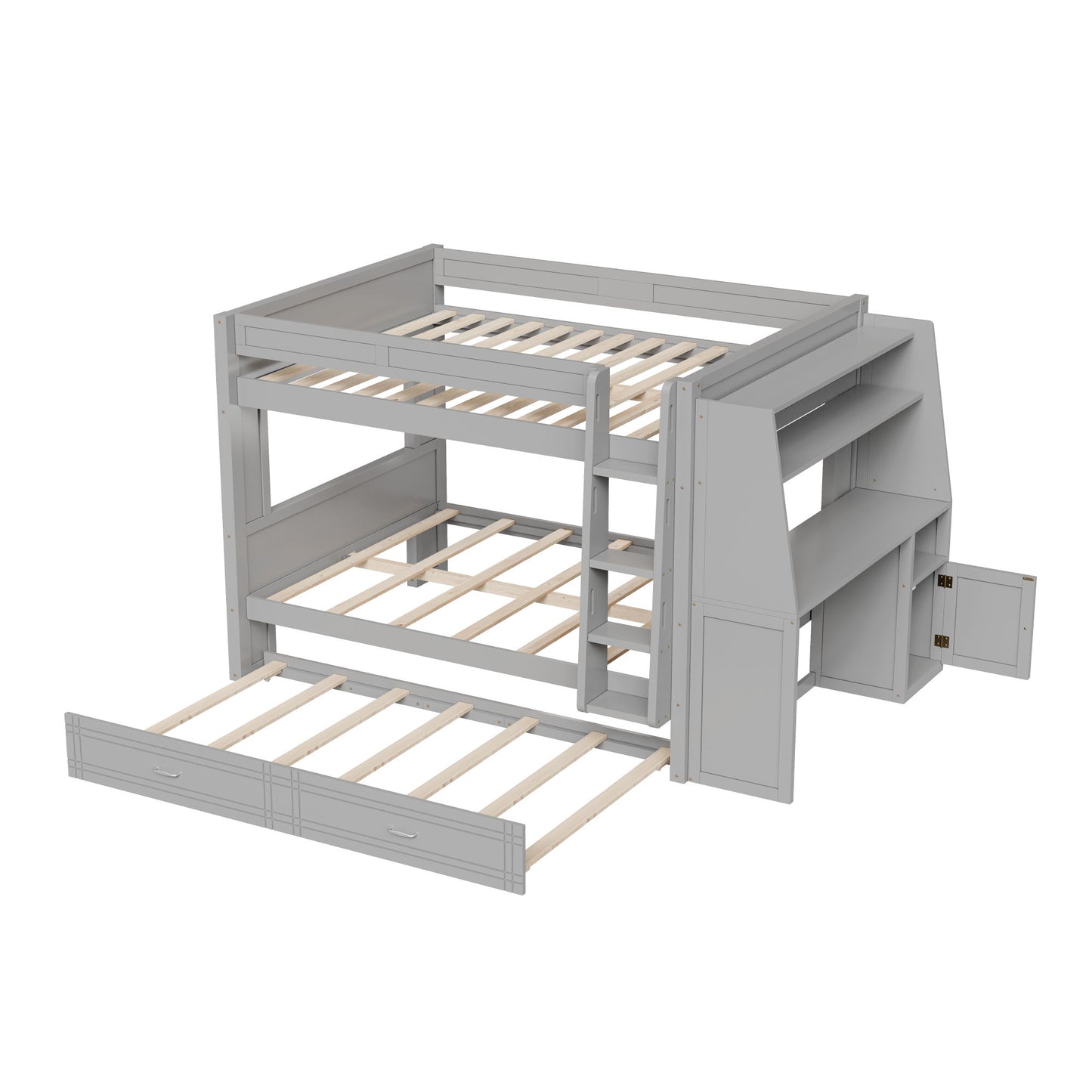Multifunctional Bunk Bed With Desk, Bookshelves