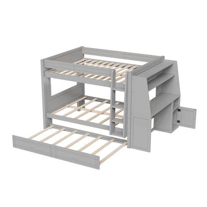 Multifunctional Bunk Bed With Desk, Bookshelves