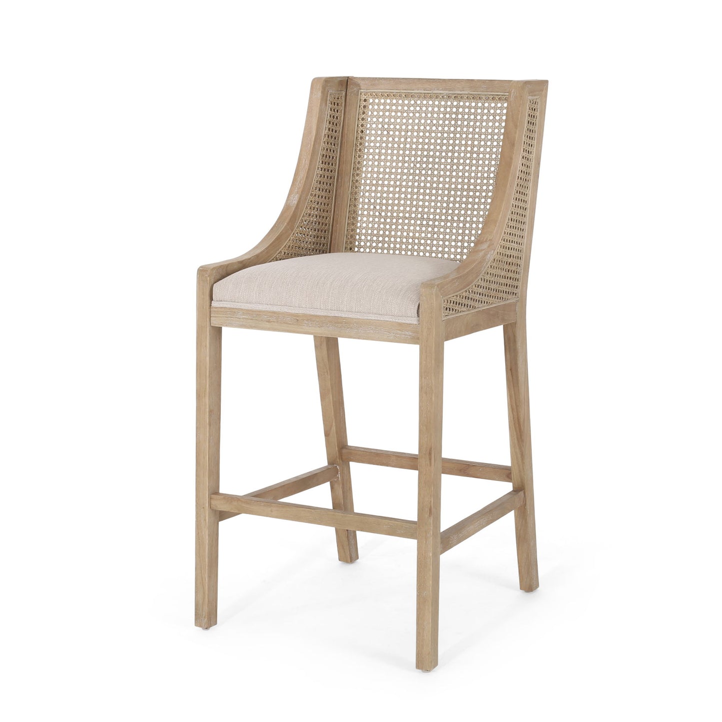 Celestiality - Upholstered Barstool With Cane Webbing Backrest (Set of 2)