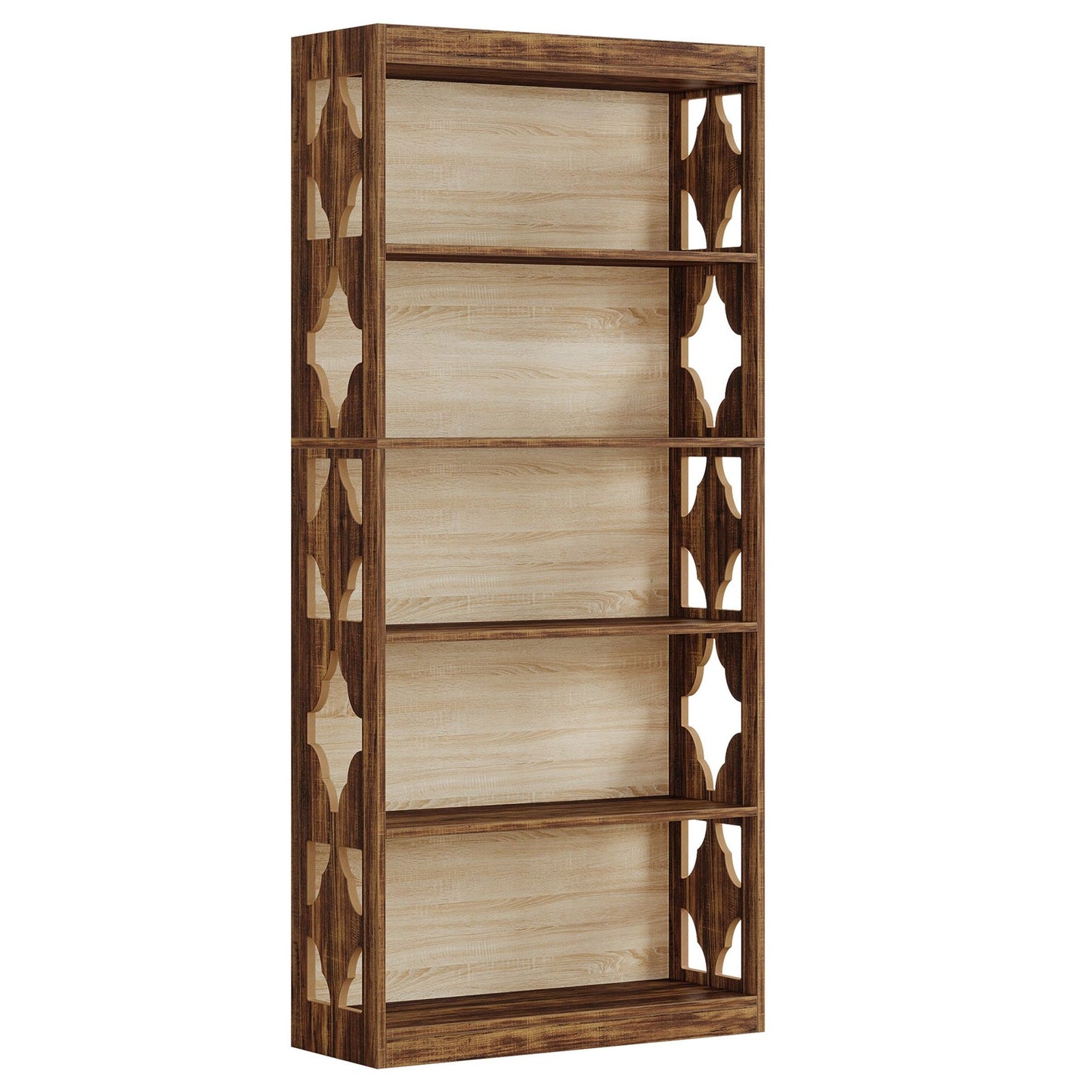 Rhombus Open Bookcase, 6 Tier Storage Shelves For Apartment - Brown