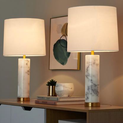 Marabella - Contemporary Marble Table Lamp (Set of 2) - Brass / White