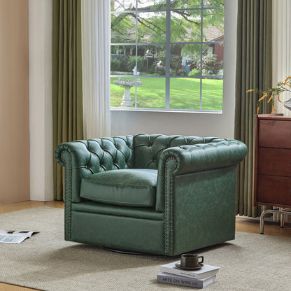 Chesterfield Style Swivel Club Chair With Button Tufted