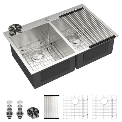 Double Bowl Drop-In Sink With 2 Basins