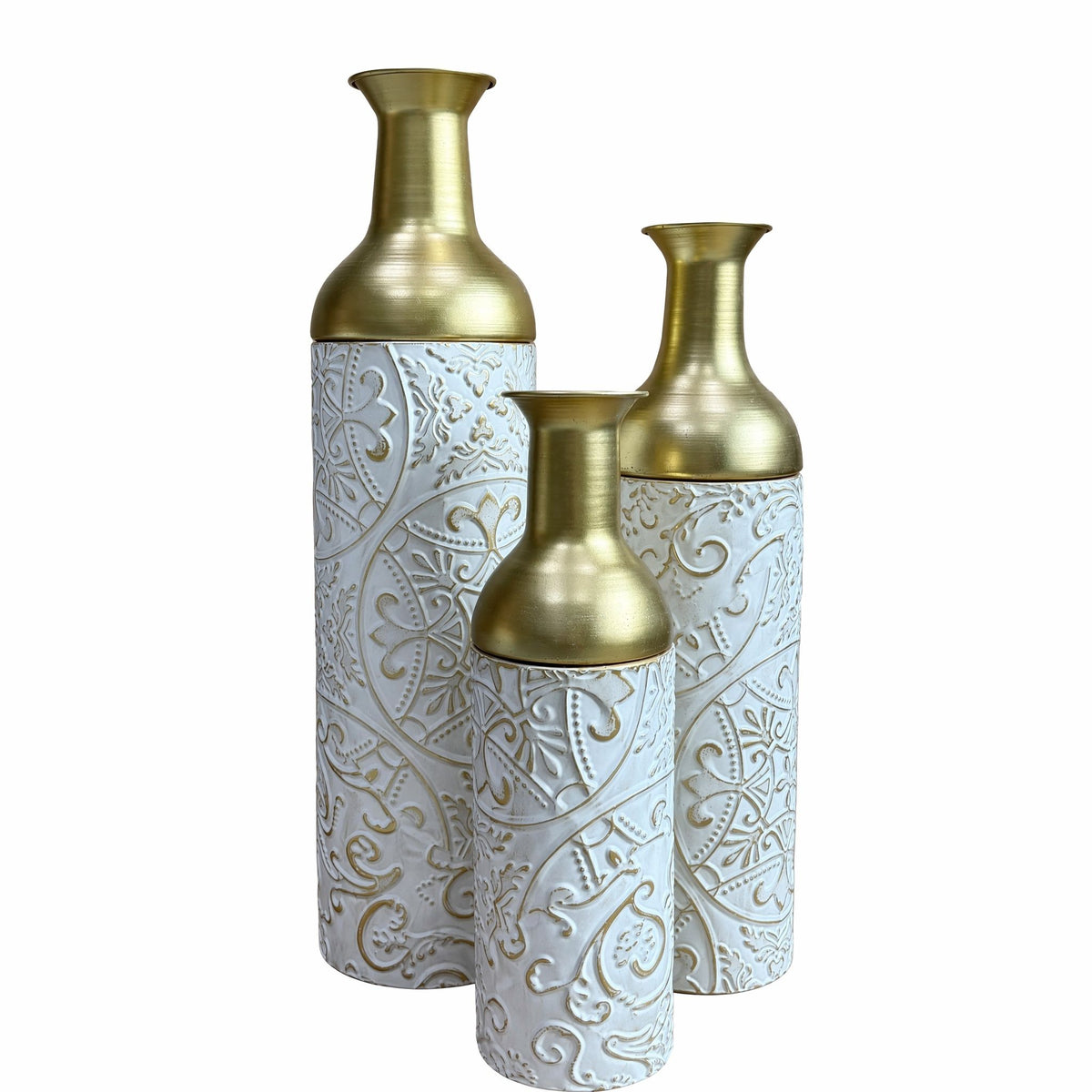 Floor Vases, Tall Home Decor Vases (Set of 3) - White / Gold