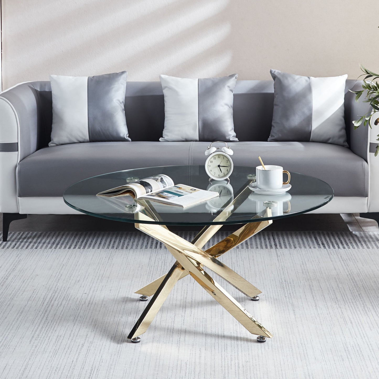 Modern Round Tempered Glass Table With Legs
