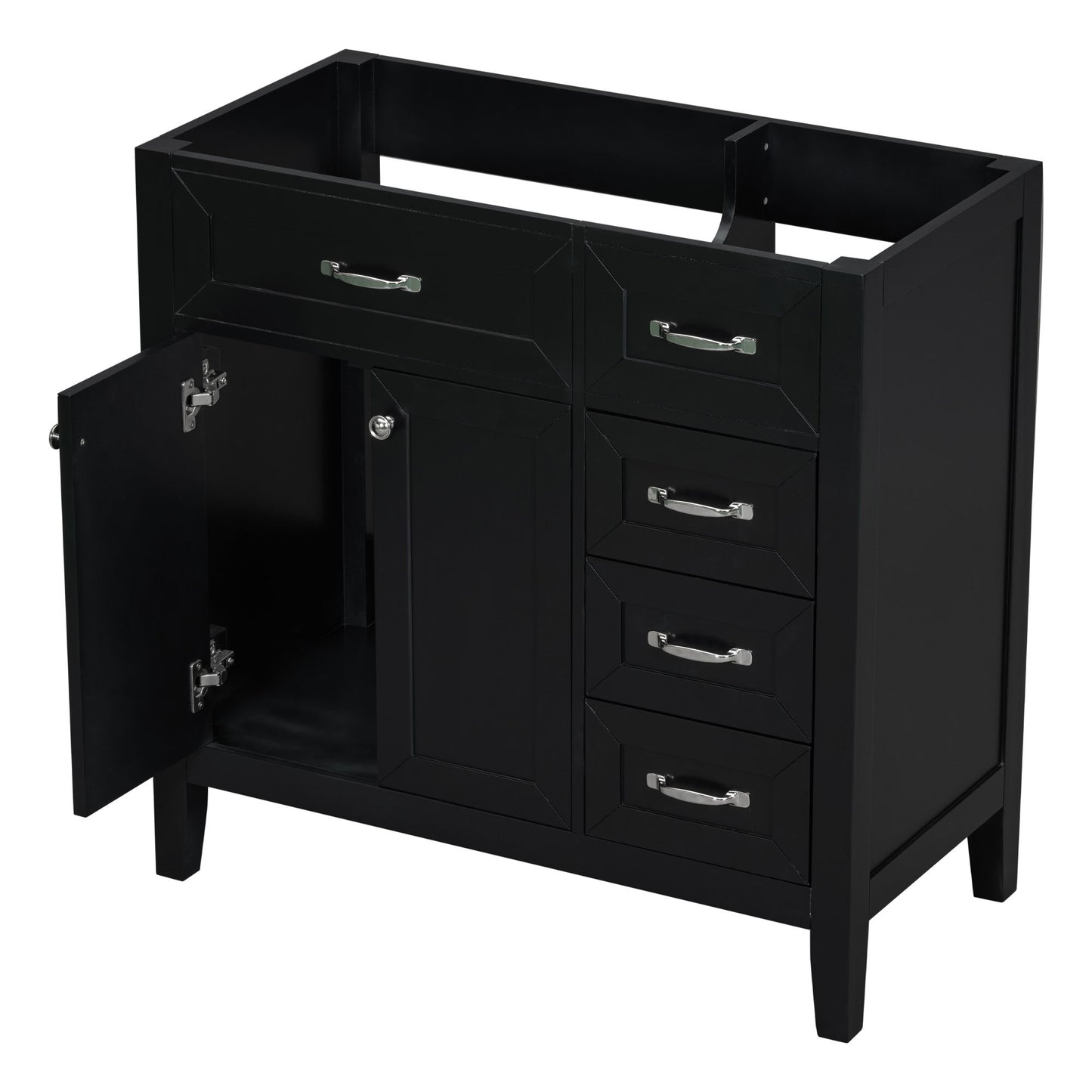 Modern Bathroom Vanity Base Only, 2 Doors And 3 Drawers