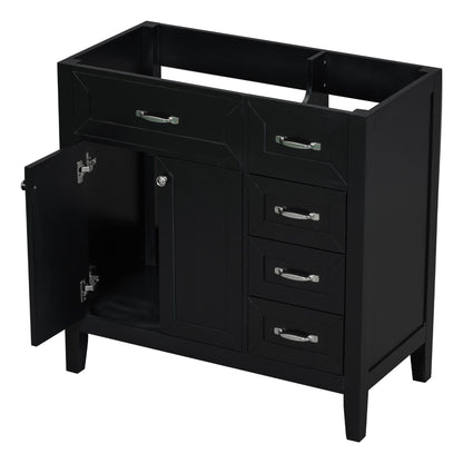 Modern Bathroom Vanity Base Only, 2 Doors And 3 Drawers
