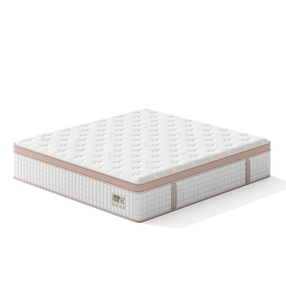 14", Firm Hybrid Mattress, Gel Memory Foam & Pocket Springs, Pressure Relief, Motion Isolation, Ergonomic Bed - White - King