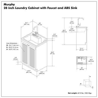 Murphy - Laundry Cabinet & Faucet And Stainless Steel Sink