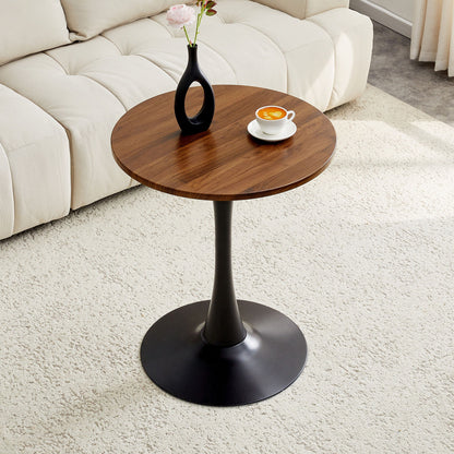 Round Dining Table With Thickened Engineered Wood Top And Metal Pedestal, 23.6" Diameter For Kitchen, Living Room, Or Small Spaces