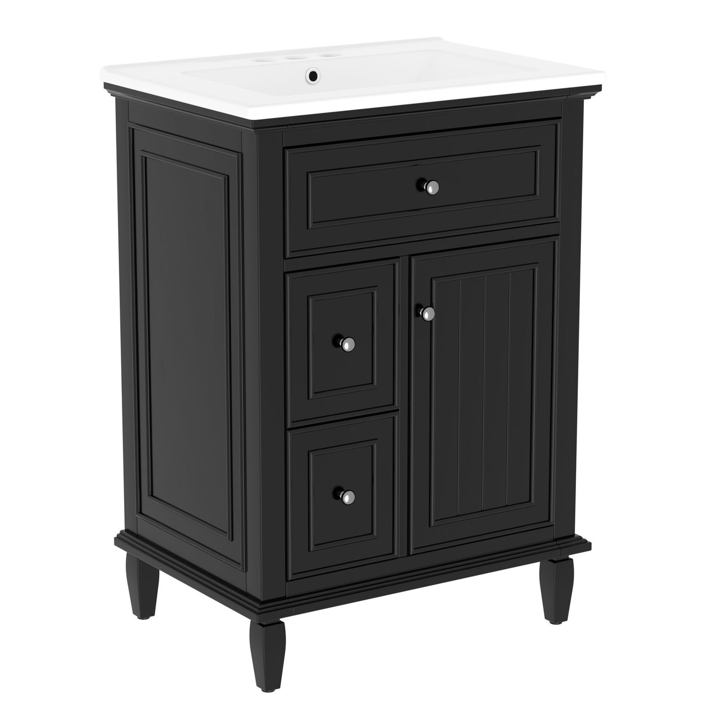 Modern Bathroom Vanity With Sink, Adjustable Shelf, 1 Flip Drawer & 2 Drawers