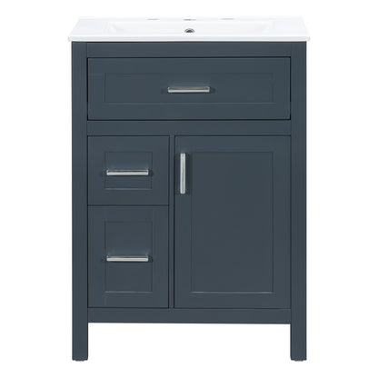 Modern Bathroom Vanity With Sink, Flip Drawer & 2 Drawers, Soft Close Hinges, Adjustable Shelf