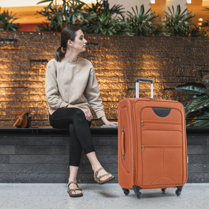 Softside Luggage Expandable 3 Piece Set Upright Spinner Lightweight Suitcase