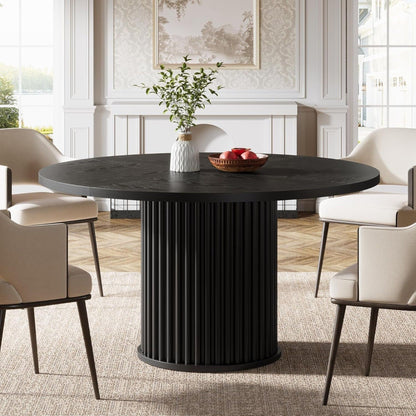Fluted Round Dining Table - Black