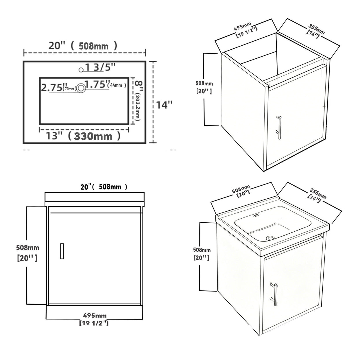 Floating Bathroom Vanity Combo, Wall Mounted Cabinet With Sink & Soft Close Doors For Small Bathrooms