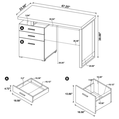 Trowbridge - 3 Drawer Office Desk - Mango Color