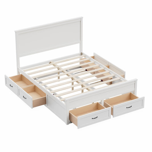 Modern Storage Platform Bed Frame With 6 Drawers