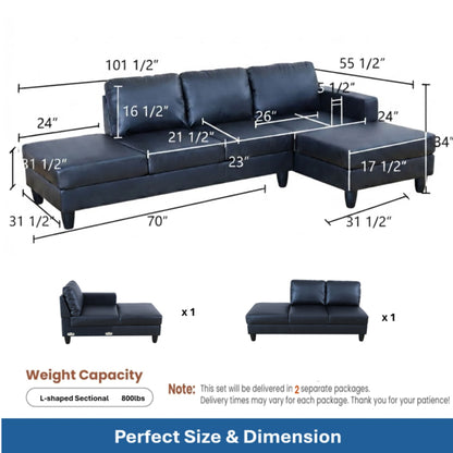 L - Shaped Sectional Sofa With Chaise & Ottoman