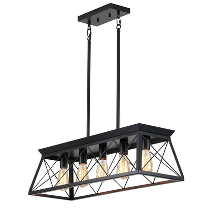 Chandelier Pendant Light For Dining Room Kitchen, 5 Light Fixture With Adjustable Height
