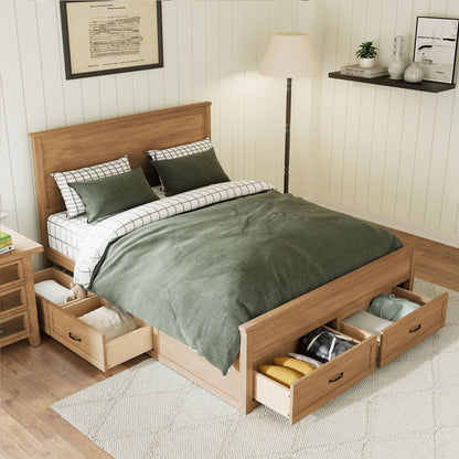 Modern Storage Platform Bed Frame With 6 Drawers