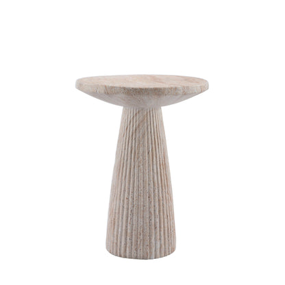 Fluted Pedestal Round Coffee Table - Beige / Yellow