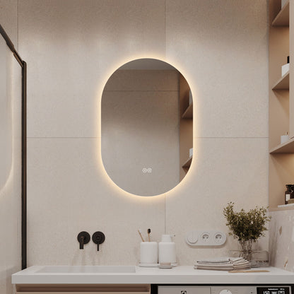 Smart Wall Mounted LED Touch Screen Mirror With Anti-Fog Function And Adjustable Lighting