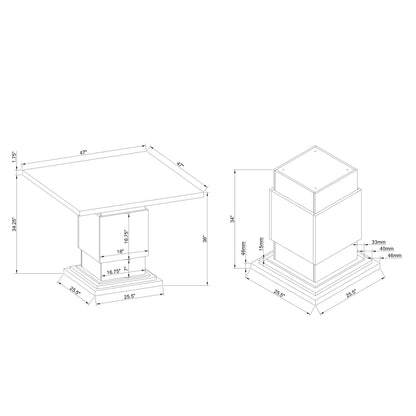 Sammi - Bar Table With And Pedestal Base - Black / White Print