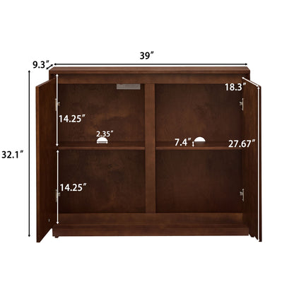 Arched Sideboard Cabinet With 2 Outlet Holes, Storage Buffet Cabinet