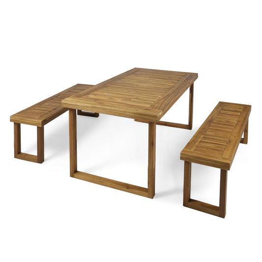 Outdoor Dining Set - Sandblast Natural Finish