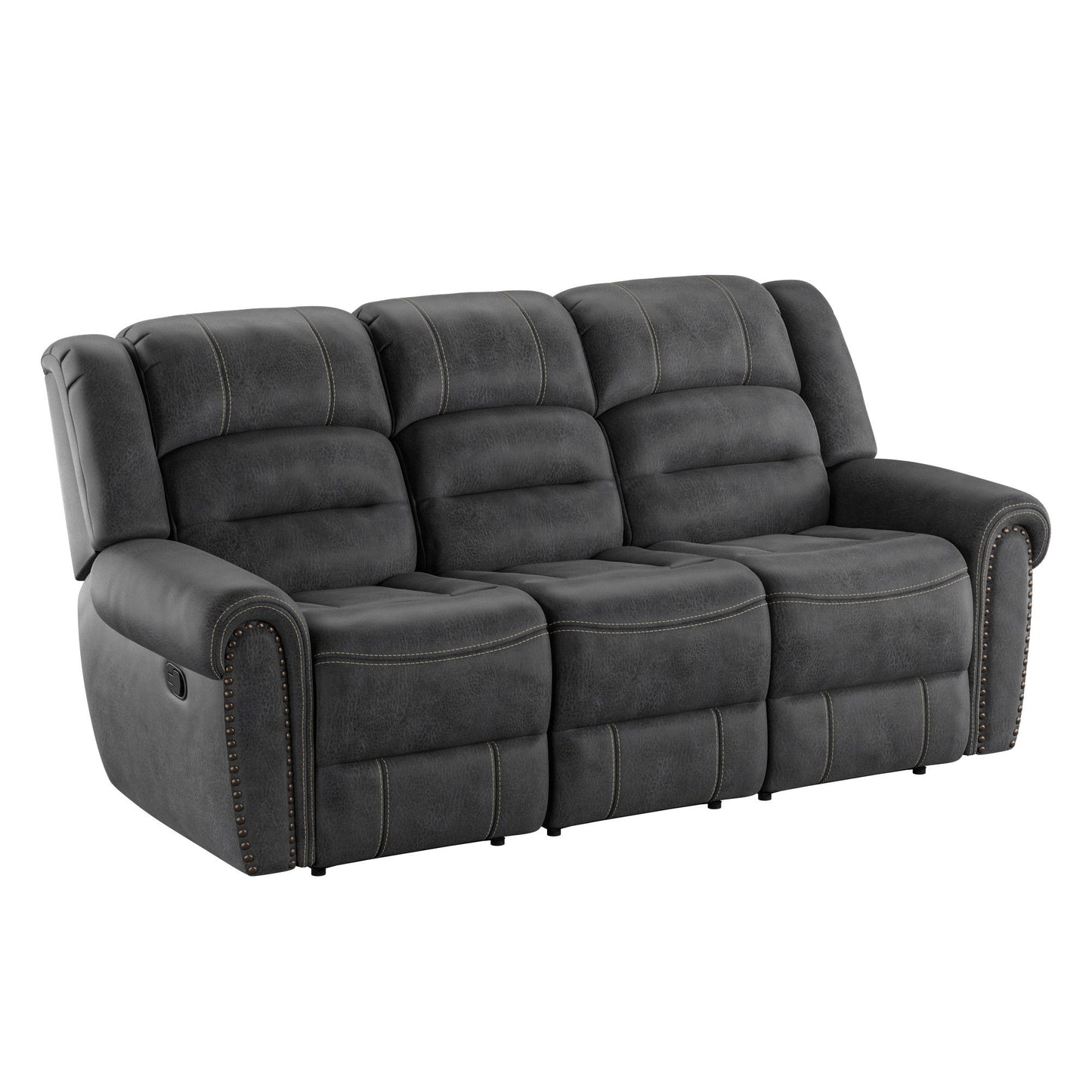 Reclining Sofa - Gray - Solid Wood