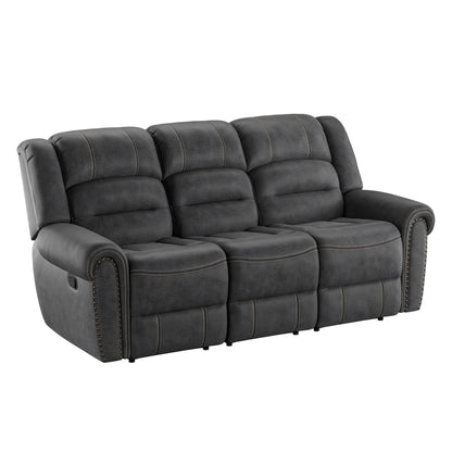 Reclining Sofa - Gray - Solid Wood