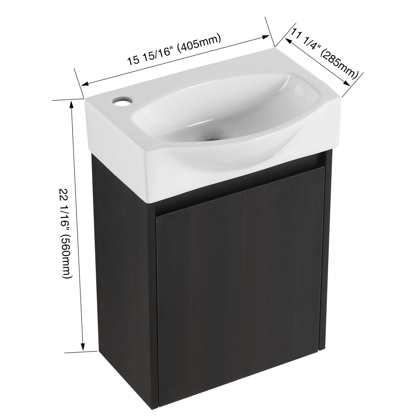 Modern Bathroom Vanity With Ceramic Basin, Wall Mounted Floating Sink Combo, Storage Cabinet