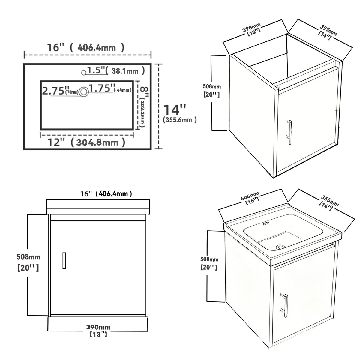 Floating Bathroom Vanity Combo, Wall Mounted Cabinet With Sink & Soft Close Doors For Small Bathrooms