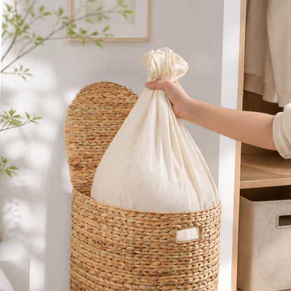 Half Oval Laundry Hamper With Lid - Light Brown