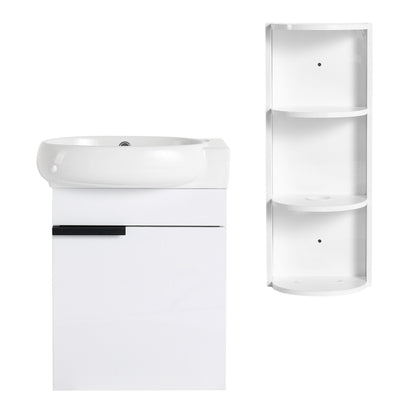 Wall Mounted Bathroom Vanity With Sink And Storage Rack, Soft Close Doors