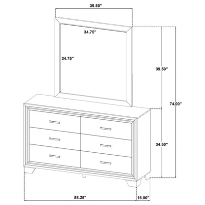 Funston - 6 Drawer Dresser With Mirror - Brown Oak
