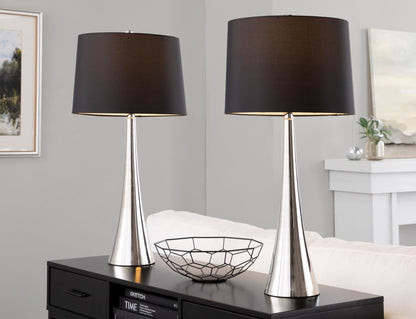 Diana - Contemporary Table Lamp (Set of 2) - Polished Nickel / Black Satin