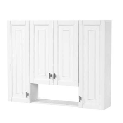 Bathroom Cabinet With 5 Adjustable Shelves, Soft Closing Hinges, Open Shelving Design - White