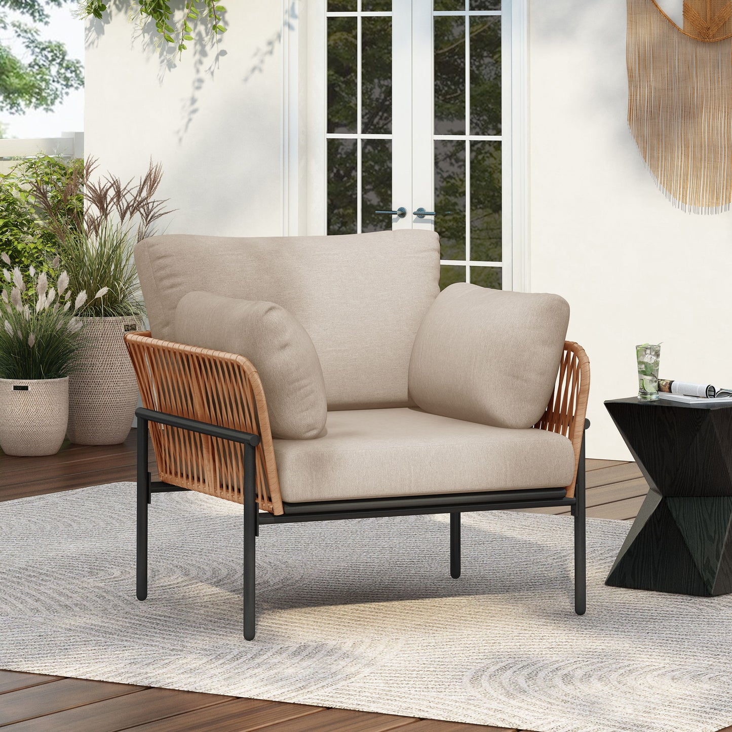 Rope Lounge Chair With Cushions For Modern Spaces