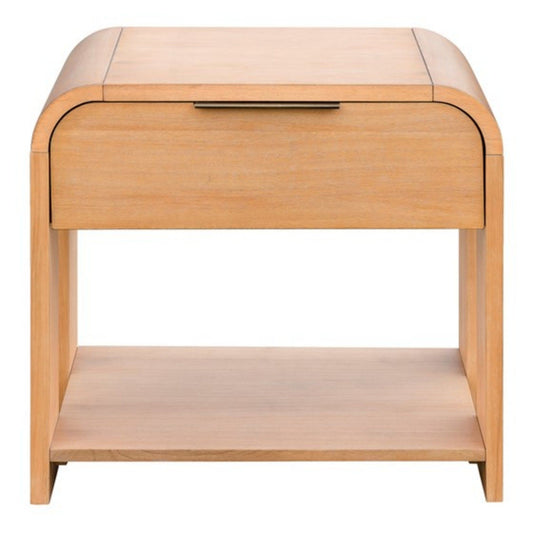 1 Drawer Waterfall Nightstand With Mid Century Design - Natural