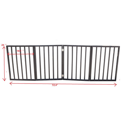 Pet Gate Dog Gate For Doorways, Stairs Or House Freestanding, Folding - Dark Brown