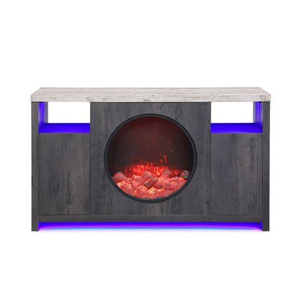 Nancy - Entertainment Unit With Bluetooth Speaker And LED Lighting - Gray