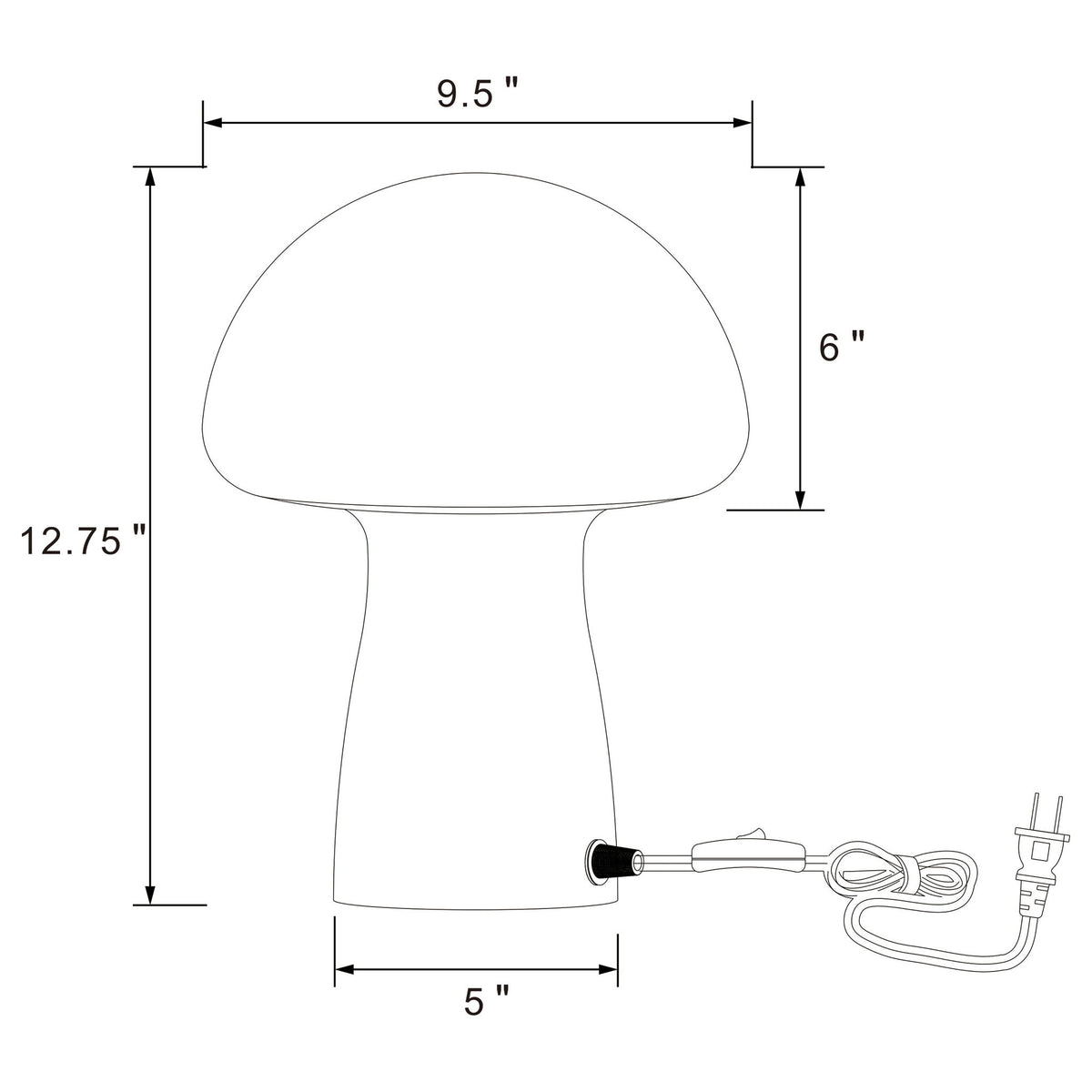 Jonah - Mushroom Shaped Glass Table Lamp - White