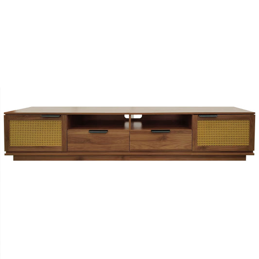 TV Stand With 2 Drawers And Open Shelving - Walnut