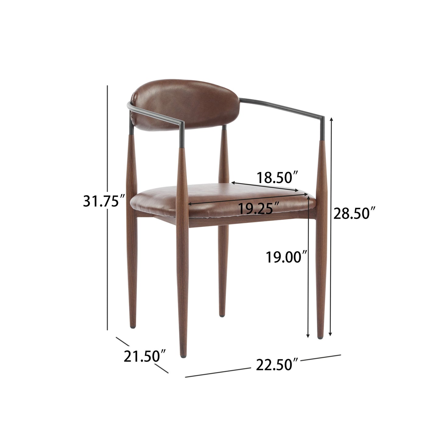 Modern Luxe Dining Arm Chair Set With Upholstery