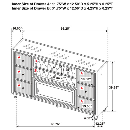 Mika - 8 Drawer LED Fireplace Dresser