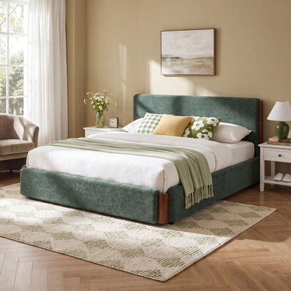 Modern Upholstered Platform Bed Frame With Accents