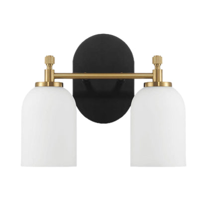 Vortex - 2 Lights Vanity In Style For Over Bathroom Mirror Wall Sconce - Black / Gold / White